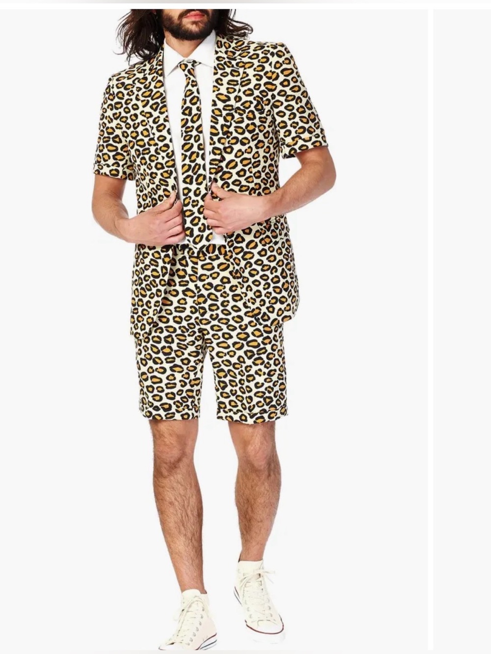 Opposuits The Jag  Summer Trim Fit Two-Piece Short Blazer Suit Size 52 Leopard